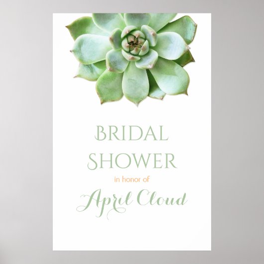Eenvoudige Succulente Trouw- of Bruidsshower Bord Poster (Voorkant)