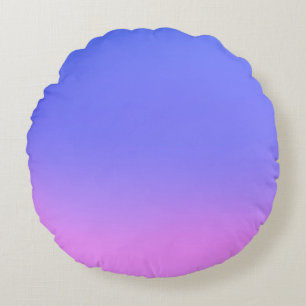 Eenvoudige Sunset Ombre Effect Blauw & Roze Rond Kussen