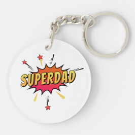 Eenvoudige Superdad Comic Retro Pop Art | Button S Sleutelhanger