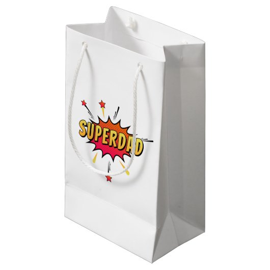 Eenvoudige Superdad Comic Retro Pop Art | Gift Bag Klein Cadeauzakje (Voorkant Gekanteld)