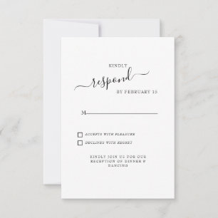 Eenvoudige Swash Witte Trouw RSVP Kaartje