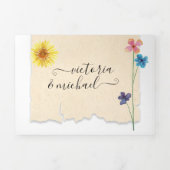 Eenvoudige Sweet geperste bloemen bruiloft Drieluik Uitnodiging (Cover)