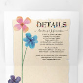 Eenvoudige Sweet geperste bloemen bruiloft Drieluik Uitnodiging (Binnenzijde eerst)