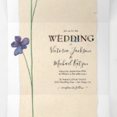 Eenvoudige Sweet geperste bloemen bruiloft Drieluik Uitnodiging (Binnenkant midden)