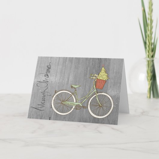 Eenvoudige & Sweet Grey Christmas Bike Kaart (Voorkant)