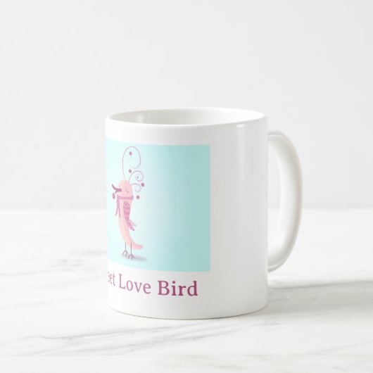 Eenvoudige Sweet Love Bird Blauw Roze Witte Mok (Voorkant rechts)