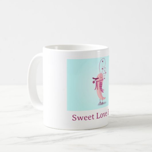 Eenvoudige Sweet Love Bird Blauw Roze Witte Mok (Voorkant links)