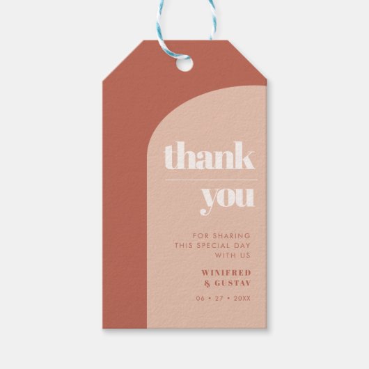 Eenvoudige taarterracotta bruiloft van de kerst cadeaulabel (Voorkant)