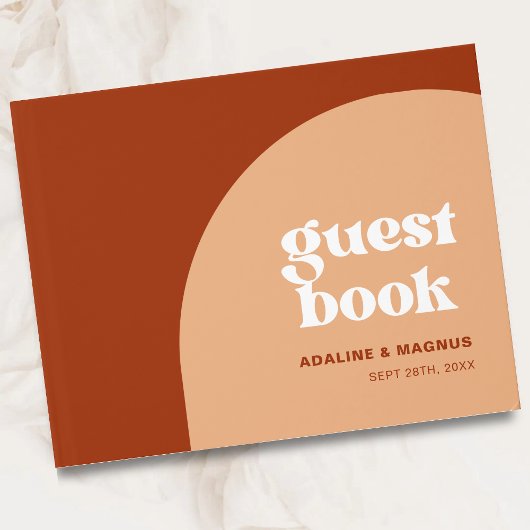 Eenvoudige taarterracotta bruiloft van de kerst gastenboek