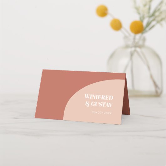 Eenvoudige taarterracotta bruiloft van de kerst plaatskaartje (Achterkant)