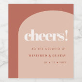 Eenvoudige taarterracotta bruiloft wijn etiket (Enkel label)