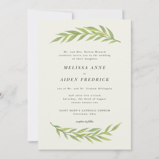 Eenvoudige tak Formele Verwoording Bruiloft Uitnod Kaart (Voorkant)