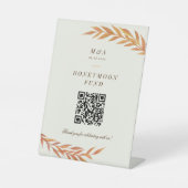 Eenvoudige tak herfst bruiloft huwelijksreis fonds reclamebord met voetstuk (Voorkant)