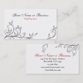 Eenvoudige  takken en bladeren, wit zwart rood visitekaartje (Voorkant / Achterkant)