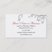 Eenvoudige  takken en bladeren, wit zwart rood visitekaartje (Achterkant)