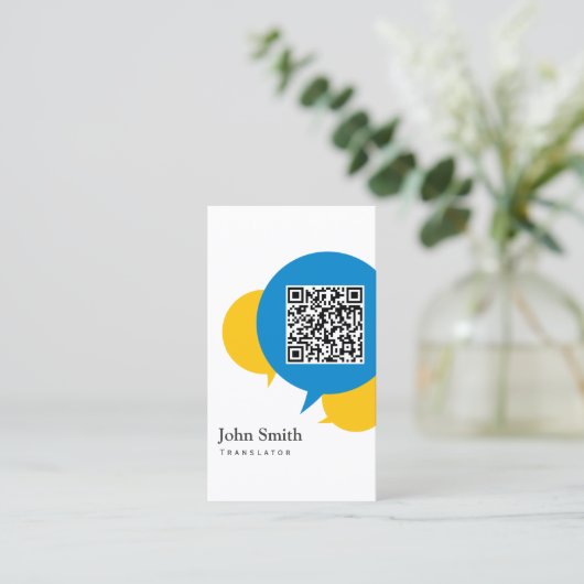 Eenvoudige Talk Bubbels Vertaler QR Code Visitekaartje (Staand voorkant)