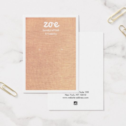 Eenvoudige Tan Linen Earring-schermkaart Visitekaartje (Kantoor)