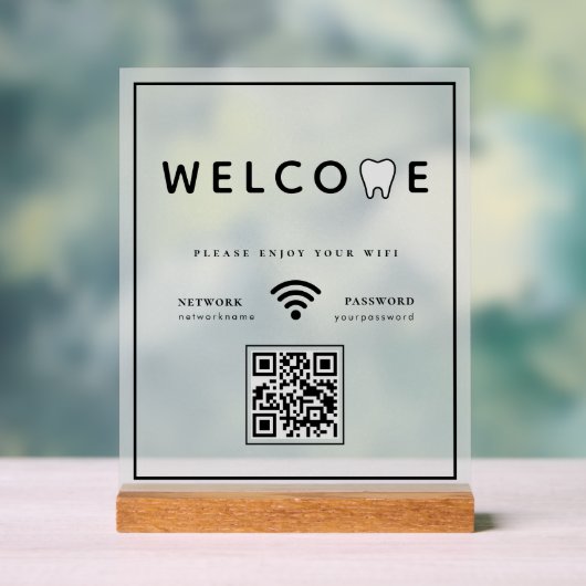 Eenvoudige Tand Logo Welkom WIFI QR Code Acryl Bord (Neutraal)