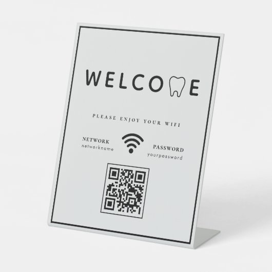 Eenvoudige Tand Logo Welkom WIFI QR Code Reclamebord Met Voetstuk (Voorkant)