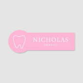 Eenvoudige Tand Roze Tandarts Tandheelkundige klin Naamplaatje (Voorkant)