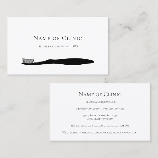 Eenvoudige tandenborstel tandarts afspraak herinne afsprakenkaartje (Voorkant / Achterkant)