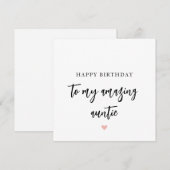 Eenvoudige tante Verjaardag Kaart (Voorkant / Achterkant)