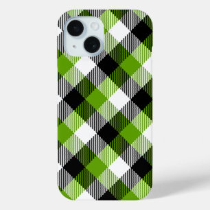 Eenvoudige Tartan Plaids Neon Green iPhone 15 Case