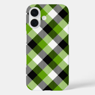 Eenvoudige Tartan Plaids Neon Green iPhone 16 Hoesje