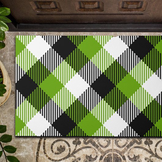 Eenvoudige Tartan Plaids Neon Green Deurmat