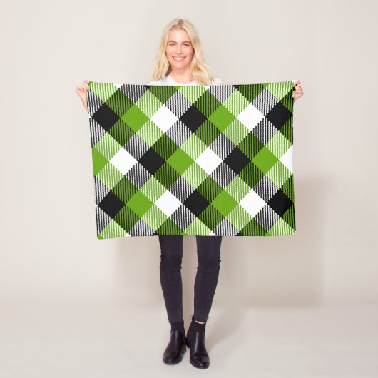 Eenvoudige Tartan Plaids Neon Green Fleece Deken (In situ)