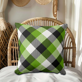 Eenvoudige Tartan Plaids Neon Green Kussen