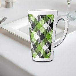 Eenvoudige Tartan Plaids Neon Green Latte Mok