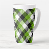 Eenvoudige Tartan Plaids Neon Green Latte Mok (Rechterhoek)