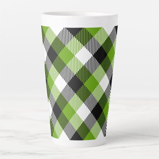 Eenvoudige Tartan Plaids Neon Green Latte Mok (Voorkant)