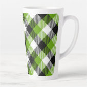 Eenvoudige Tartan Plaids Neon Green Latte Mok (Rechts)