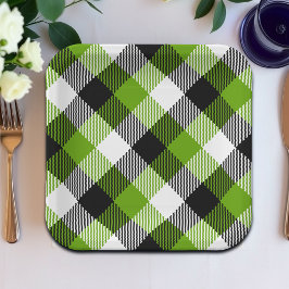 Eenvoudige Tartan Plaids Neon Green Papieren Bordje