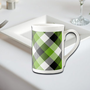 Eenvoudige Tartan Plaids Neon Green Porselein Kop