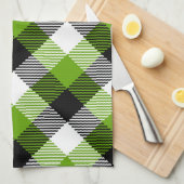 Eenvoudige Tartan Plaids Neon Green Theedoek (Quarter Fold)