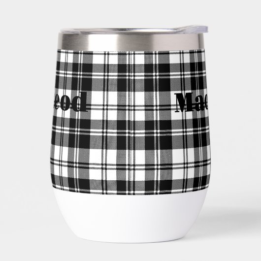 Eenvoudige Tartan Zwart-wit Monogram Naam | (Links)