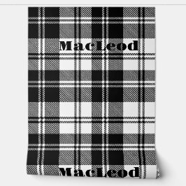 Eenvoudige Tartan Zwart-wit Monogram Naam | Behang