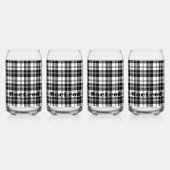 Eenvoudige Tartan Zwart-wit Monogram Naam | Blikvorm Glas (Achterkant)