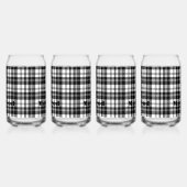 Eenvoudige Tartan Zwart-wit Monogram Naam | Blikvorm Glas (Rechts)