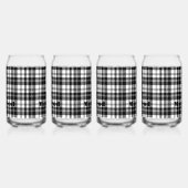 Eenvoudige Tartan Zwart-wit Monogram Naam | Blikvorm Glas (Links)