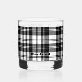 Eenvoudige Tartan Zwart-wit Monogram Naam | Whisky Glas (Voorkant)