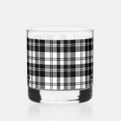 Eenvoudige Tartan Zwart-wit Monogram Naam | Whisky Glas (Links)