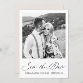 Eenvoudige Taupe Calligrafie Fotobruiloft Save The Date
