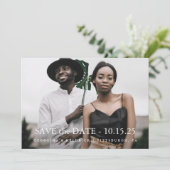 Eenvoudige Taupe Elegant One Photo Wedding Save The Date (Staand voorkant)
