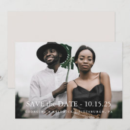 Eenvoudige Taupe Elegant One Photo Wedding Save The Date