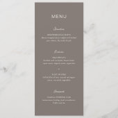 Eenvoudige Taupe Elegante Trouw Menu (Voorkant)