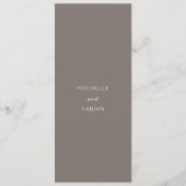 Eenvoudige Taupe Elegante Trouw Menu (Achterkant)